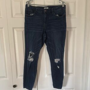 Refuge Blue Skinny Jeans with Distressed Details